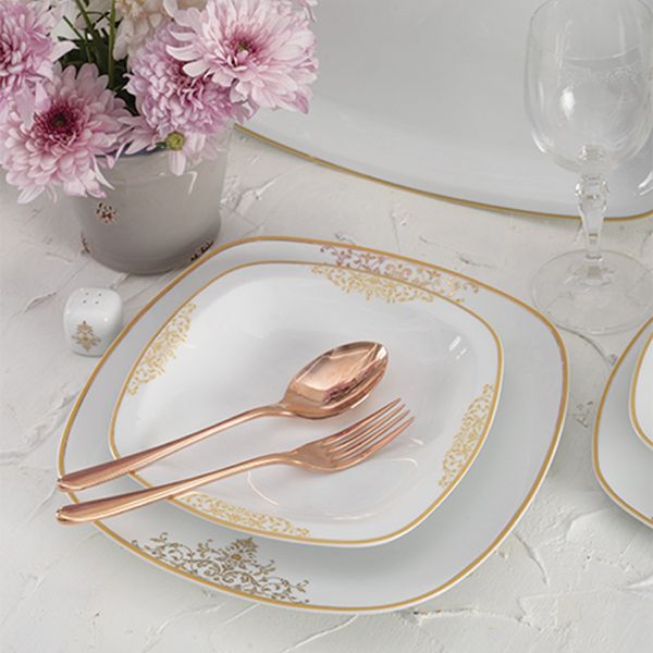 سرویس غذاخوری 27 پارچه چینی زرین ایران سری کواترو مدل مونت کارلو درجه یک