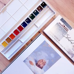 آبرنگ 12 رنگ افرا مدل Student (دانش آموزی - قرص کوچک)