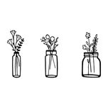 استیکر طرح گل و گلدان T9047 بسته 3 عددی