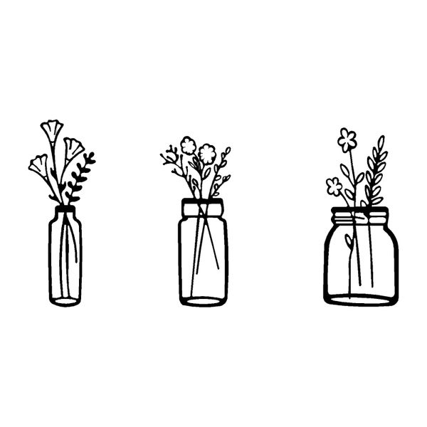 استیکر طرح گل و گلدان T9047 بسته 3 عددی