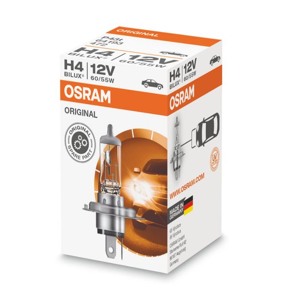 لامپ خودرو سه خار وات استاندراد اسرام H4 60/55 W 12V اصل آلمان