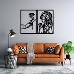 استیکر دیواری طرح گل و زن مجموعه 2 عددی