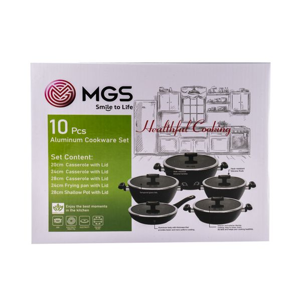 سرویس قابلمه و تابه گرانیت 10 پارچه ام جی اس مدل ماینز فورج کد 002