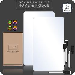 تخته وایت‌برد یخچالی هوم اند فریج مدل H&F سایز 22.5x15 سانتی‌متر به همراه ماژیک و مگنت مجموعه 10 عددی