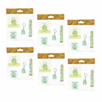 بسته لوازم تحریر مدل  4 تکه چوبی طرح دایناسور فانتزی کد 3 مجموعه 6 عددی