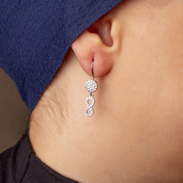 گوشواره نقره زنانه آمیتیس مدل بی نهایت AMT-G027