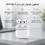 هدفون بلوتوثی اپل مدل AirPods 4 دارای نویز کنسلینگ، درگاه شارژ USB-Type-C و شارژ بی سیم، با قابلیت اتصال به چند دستگاه، پشتیبانی