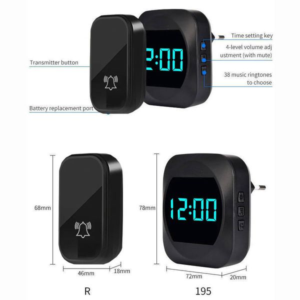 زنگ بی سیم مدل 2T195-BB مجموعه سه عددی