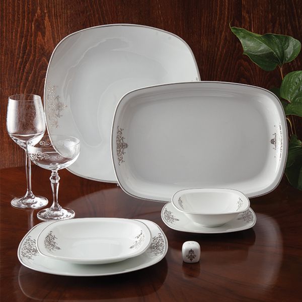 سرویس غذاخوری 98 پارچه 12 نفر چینی زرین ایران مدل کواترو مونت کارلو درجه عالی