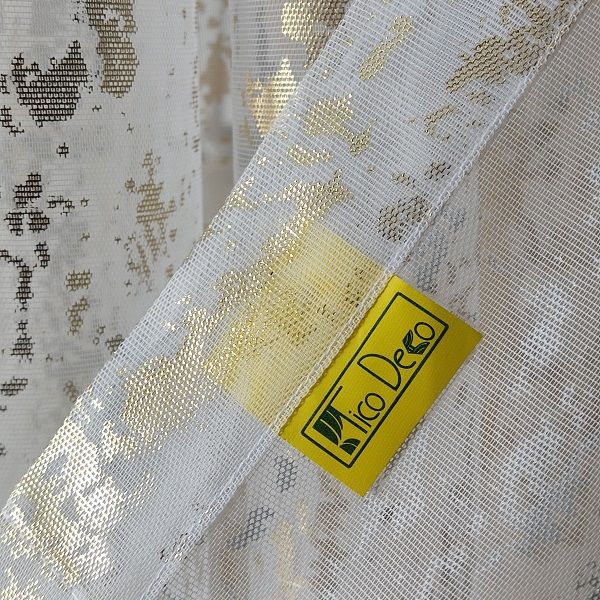 پرده تیکو دکو مدل حریر ژورژت طلاکوب شش چین سایز 225x280 سانتیمتر مجموعه دو عددی*866