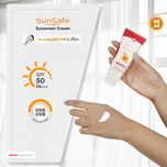 کرم ضد آفتاب بدون رنگ سان سیف، مدل SPF50، مناسب انواع پوست و حجم 50 میلیلیتر، محافظت کننده در برابر اشعه UVAو UVB، ضد حساسیت، ض