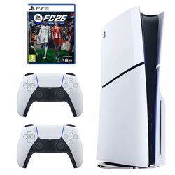 کنسول بازی سونی مدل PlayStation 5 Slim ریجن اروپا سری 2016A نسخه دیسک‌خور ظرفیت یک ترابایت به همراه دسته اضافی و بازی EA SPORTS 