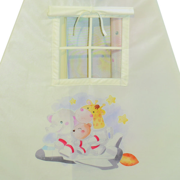 چادر بازی کودک مدل سرخپوستی طرح حیوانات PT525 به همراه کوسن