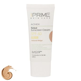 کرم ضدآفتاب رنگی پرایم مدل Acnex Beige SPF60، مناسب پوست‌های چرب، حجم 40 میلی‌لیتر
