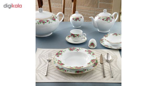 سرویس غذاخوری 102 پارچه چینی زرین ایران سری ایتالیا اف مدل Bidgol درجه عالی