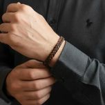 دستبند مردانه مدل چرم طبیعی بافت کد 3955
