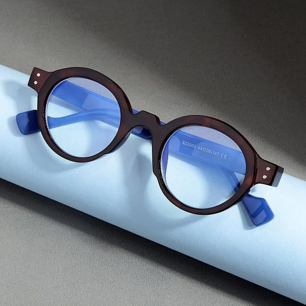 فریم عینک طبی گرد مدل SZ2003 Light Navy Umber مناسب برای صورت گرد و بیضی