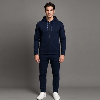 ست سویشرت و شلوار راحتی مردانه آریان نخ باف مدل z17636 سرمه ای