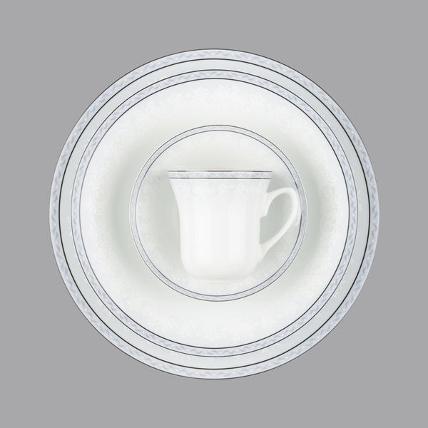 سرویس غذاخوری 108 پارچه 12 نفر چینی زرین ایران مدل وایت رز سری شهرزاد درجه یک