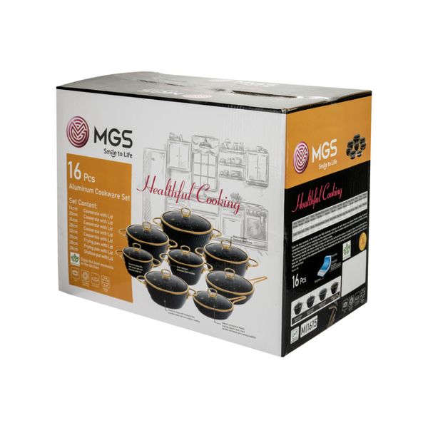 سرویس قابلمه و تابه گرانیت 16 پارچه ام جی اس مدل ماینز کد 002