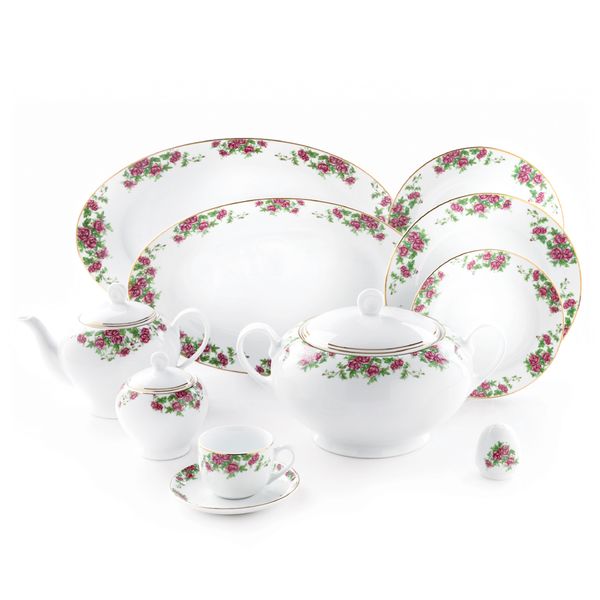 سرویس غذاخوری 102 پارچه چینی زرین ایران سری ایتالیا اف مدل Bidgol درجه عالی