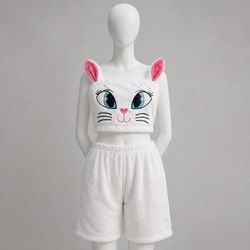 ست تاپ و شلوارک راحتی زنانه مدل گربه