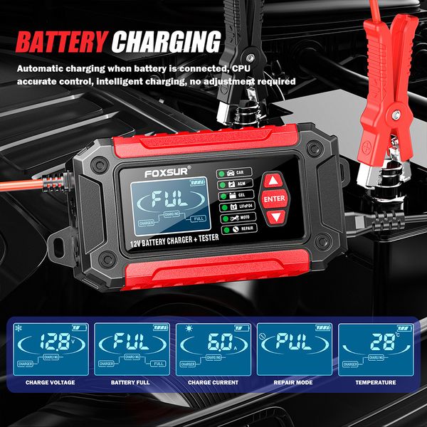 شارژر و تستر باتری خودرو فاکسسور مدل SMART-2IN1-12V6A گارانتی