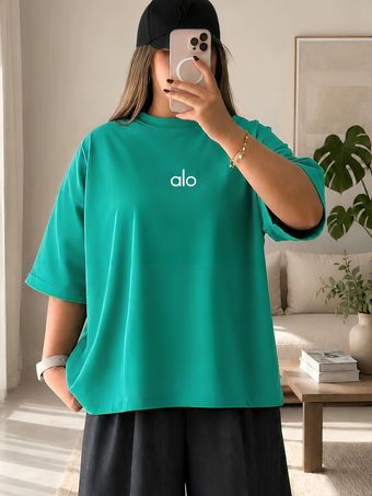 تیشرت باکسی زنانه مدل لش طرح alo