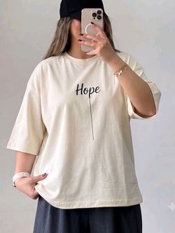 تیشرت باکسی لش زنانه طرح hope