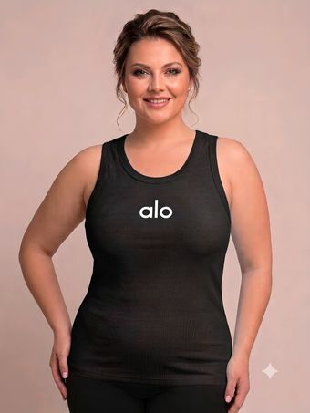 تاپ زنانه سایز بزرگ طرح alo فانریپ صددرصد نخ