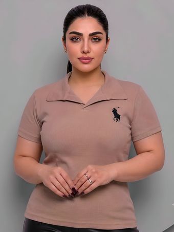 پولوشرت گلدوزی کبریتی زنانه سایز بزرگ جنس فانریپ پنبه فری سایز 34 تا 40