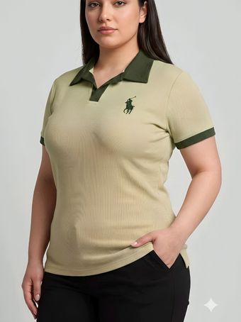 پولوشرت زنانه گلدوزی سایز بزرگ طرح polo فری سایز