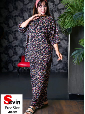 ست بلوز و شلوار زنانه کولر سر خود new brand