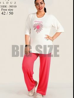 ست تیشرت و شلوار زنانه فری سایز طرح گل