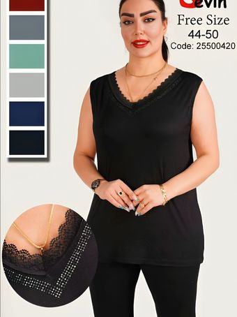 تاپ یقه هفت زنانه نگین دار