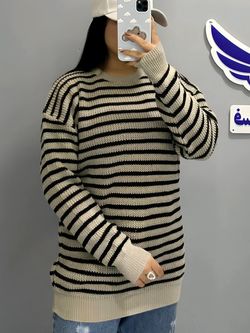 تونیک یقه گرد بافت جودون راه راه