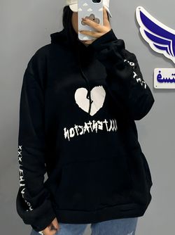 هودی مشکی زنانه خارجی چاپ قلب