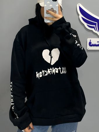 هودی مشکی زنانه خارجی چاپ قلب