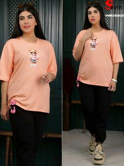 ست تیشرت و شلوار اسلش زنانه طرح خرس