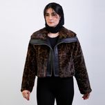 کت پوست پلنگی یقه چرم