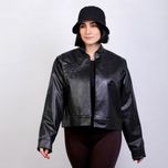 کت چرم یقه ایستاده نیلوفر
