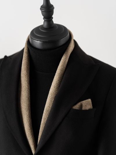 شالگردن و پوشت کجراه پشمی خاکی کارلوتی کد s243