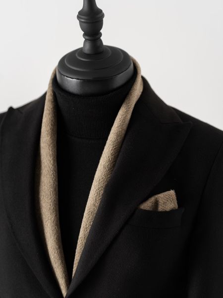 شالگردن و پوشت کجراه پشمی خاکی کارلوتی کد s243