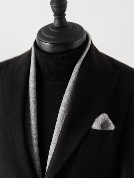 شالگردن و پوشت کجراه پشمی طوسی کارلوتی کد s242