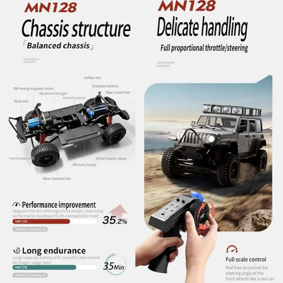 ماشین کنترلی صخره نورد جیپ MN MODELS MN128 JEEP - طوسی