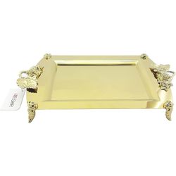 سینی طلایی مستطیلی نگار مدل گل رز سایز کوچک کد 300