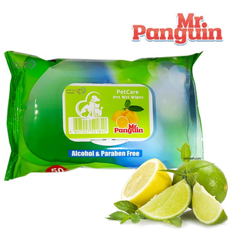 دستمال مرطوب پاکتی مستر پنگوئن رایحه لیمو