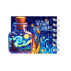 دفترچه یادداشت 25 برگ مدل ونگوگ شب پر ستاره هنری کد CHF2 بسته 8 عددی