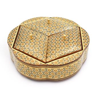 شکلات خوری خاتم کاری چوبی مدل سه درب کد 23