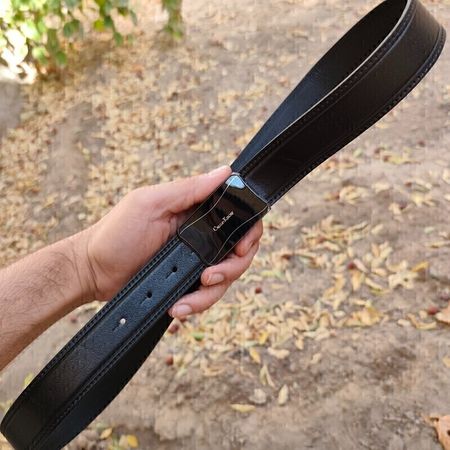 کمربند چرم طبیعی مردانه تک لایه گاوی با سگک پلاکی KG35PA9
